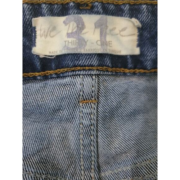 We The Free Button Fly Jeans 31 Womens High Rise Slit Leg Raw Hem Boho - Picture 10 of 11